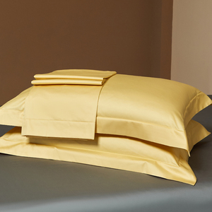 全棉100支贡缎长绒棉素色柠檬黄色单品枕套1对高支密枕芯套子