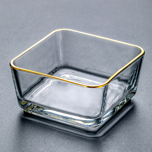 透明金边玻璃碗家用沙拉碗水果碗甜品碗蘸料调味碗酱油碟火锅料碗