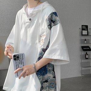 中国风大码男装t恤新中式刺绣短袖设计感七分袖薄款工装卫衣外套