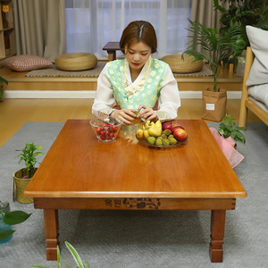 实木炕桌家用正方形吃饭小饭桌折叠韩国餐桌地桌矮桌子韩式折叠桌