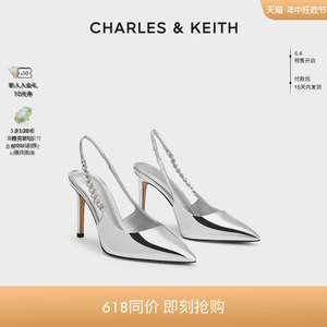 【618狂欢节】CHARLES&KEITH夏女鞋CK1-60280377链条尖头高跟凉鞋
