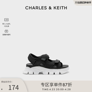 CHARLES&KEITH春夏女鞋CK1-70380853休闲魔术贴厚底运动凉鞋女鞋