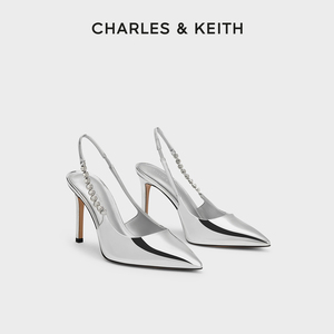 CHARLES&KEITH春夏女鞋CK1-60280377时尚链条尖头高跟凉鞋女