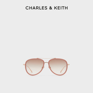CHARLES&KEITH春夏墨镜CK3-11280486女士椭圆形金属框太阳眼镜