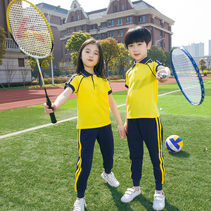 幼儿园园服夏装短袖黄色小学生班服一年级儿童运动服套装活力校服