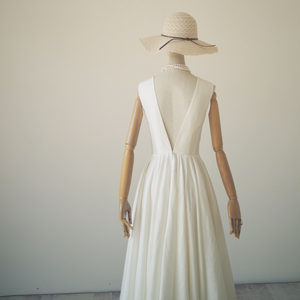 简约优雅《pure white》白色复古法式背心裙中长款草坪轻婚纱礼服