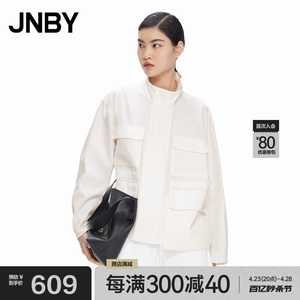 JNBY/江南布衣春款夹克立领拼接通勤短款工装外套宽松休闲上衣女