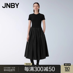 【商场同款】JNBY/江南布衣24夏新品连衣裙拼接短袖长裙5O4G14470