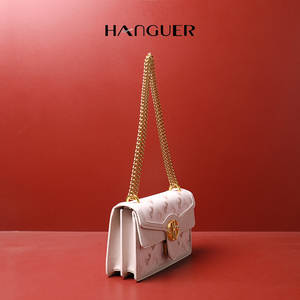 HANGUER高端品牌GHG白色链条小包包女斜挎包腋下包高级感百搭