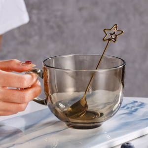 茶迷加厚早餐杯子牛奶杯泡燕麦藕粉玻璃杯女家用咖啡杯大容量水杯