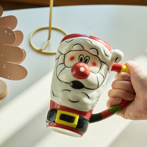 肆月圣诞老人马克杯大容量牛奶杯陶瓷水杯创意礼物杯子家用高颜值