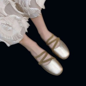 平底鞋女2023新款温柔晚晚风仙女银色伴娘鞋外穿绑带芭蕾舞单鞋