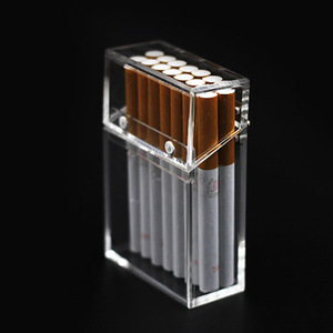 创意亚克力高档20支装塑料翻盖透明烟盒防尘散粉翻盖式香烟收纳盒