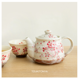 现货日本制美浓烧平安樱花日式陶瓷茶壶茶杯子功夫茶具礼品套装