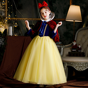 圣诞节儿童服装高端生日女童白雪公主裙子cosplay连衣裙演出服饰