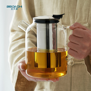 玻璃泡茶壶 1.4升大容量茶壶家用耐热不锈钢过滤煮烧水壶花茶单壶