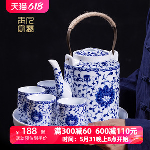 陶瓷茶壶茶具套装家用景德镇青花瓷中式大容量冷水壶凉水壶提梁壶