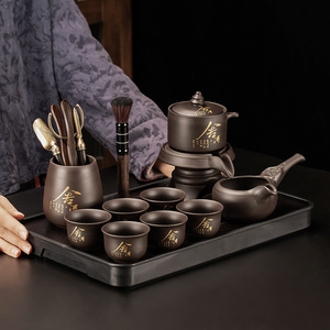 2024新款紫砂石磨自动茶具套装家用复古懒人泡茶神器功夫茶杯茶壶