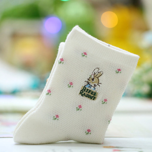 网缕篇丨春夏镂空透气网眼袜中筒棉袜彼得的可爱得刺绣小兔女袜子