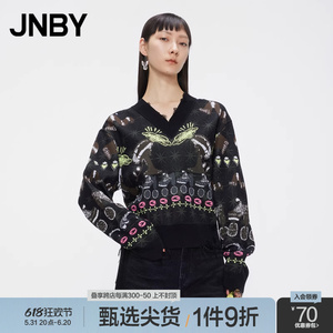 【1件9折】JNBY/江南布衣奥莱春毛衫女针织套头V领慵懒毛衣