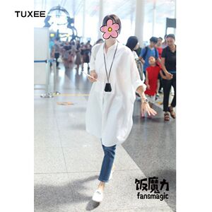 TUXEE妻子的浪漫旅行袁咏仪同款衣服衬衫休闲宽松中长款防晒外套