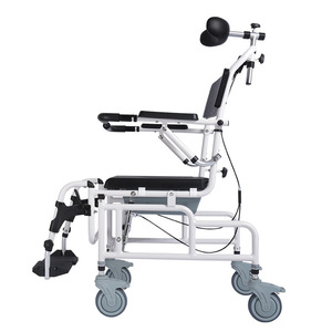 老人坐便椅带轮轻便轮椅可洗头澡铝合金坐便椅多功能带便盆扶手