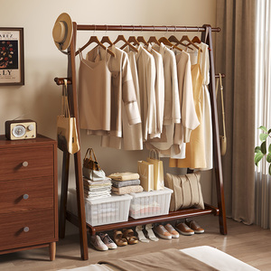 实木衣帽架落地家用挂衣架室内简易立式杆卧室房间榉木质晾衣服架