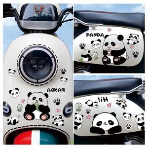 熊猫电动车贴纸雅迪爱玛装饰贴头盔笔记本行李箱遮挡划痕防水贴花