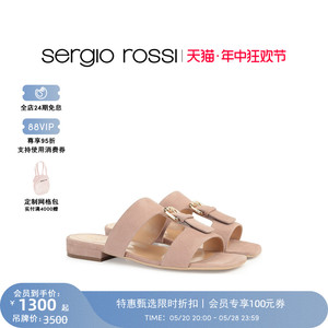 Sergio Rossi/SR女鞋BUCKLE SANDAL系列山羊皮平底凉鞋拖鞋