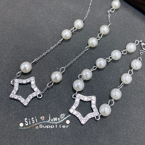 Sisi新款许愿星五角星珍珠项链女水晶元素幸运星锁骨链女工厂