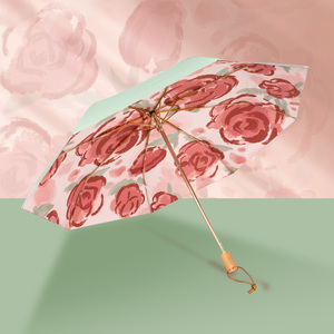 安珀腮红玫瑰双层太阳伞女防晒防紫外线全自动晴雨两用折叠遮阳伞