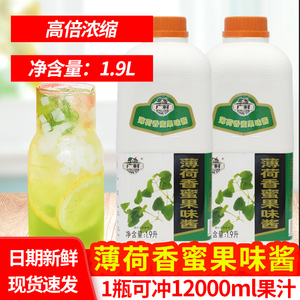 广村薄荷香蜜汁1.9L浓缩果汁薄荷味饮料水果茶奶茶店专用原料商用