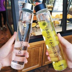 韩国透明简约女大学生玻璃水杯随手杯细长小巧便携夏天喝水杯子