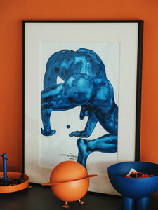客厅简约抽象装饰画蓝色水彩人体艺术版画现代卧室工作室装饰作品