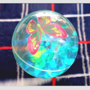 超大号儿童15CM水晶闪光弹力球蝴蝶发光跳跳球夜光透明益智玩具球