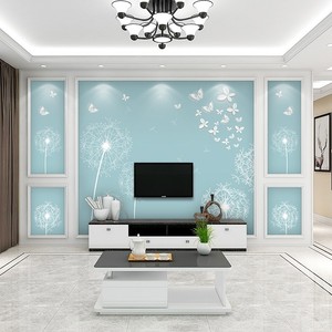 2023新款电视背景墙壁纸蒲公英现代简约客厅沙发8d影视墙布壁画3d