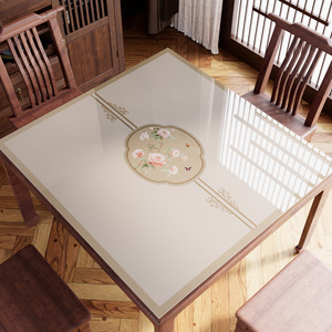 新中式四方桌垫软玻璃餐桌垫正方形免洗防水防油八仙桌桌布保护垫