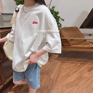 波拉bora韩国童装韩范时尚女童短袖T恤2024儿童半袖男童夏装上衣