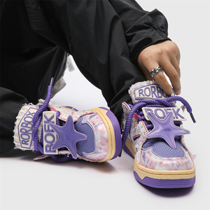潮牌板鞋男春季小众滑板设计国潮学生休闲紫色闷骚吸晴情侣款潮鞋