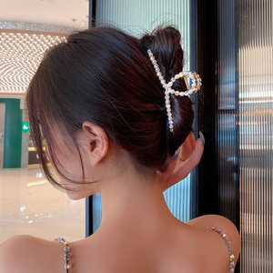 韩国珍珠后脑勺抓夹盘发大号优雅气质鲨鱼夹精致法式网红发夹头饰