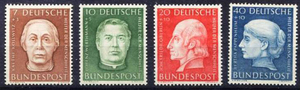 历史名人（5）画家柯勒惠支等 德国1954年邮票4全 轻贴黄斑 B8152