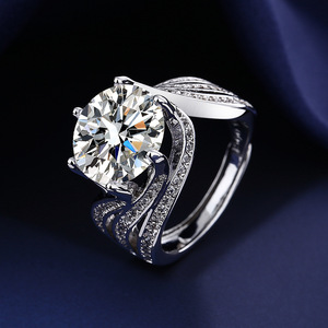 莫桑石5克拉鸽子蛋三世情缘真钻石戒指女奢华满钻气质豪华指环