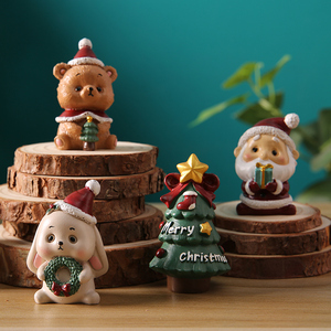 圣诞节桌面创意小摆件树脂店铺装饰品圣诞树圣诞老人礼物摆设礼品