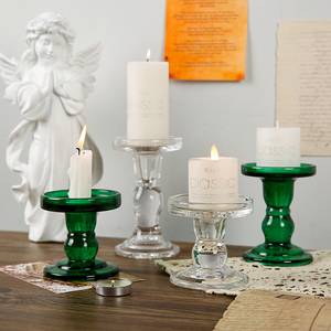 欧式复古水晶罗马柱玻璃烛台摆件轻奢风香薰蜡烛台座家用拍照道具