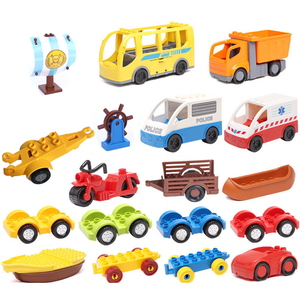 汽车积木大颗粒兼容乐高火车车轮车底轮胎宝宝拼装玩具公交车巴士