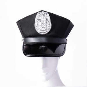 美国队长黑色八角制服帽舞台演出性感黑色可调节平顶女警情趣制服