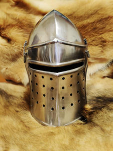 实时库存=中世纪铠甲骑士板甲头盔 巴布塔盔钢制揭面盔可穿戴包邮