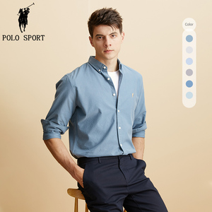 Polo Sport男士长袖衬衫2024年春新款保罗牛津纺纯棉商务职业衬衣