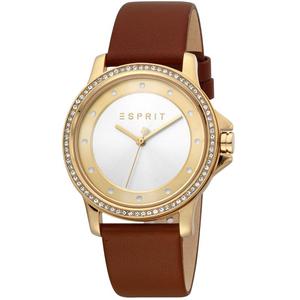 正品Esprit埃斯普利特女式欧美腕表百搭复古棕色皮带舒适镶钻时尚