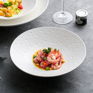 欧式陨石纹喇叭碗深碗汤碗西餐蔬菜沙拉碗饭店用冷菜盘子陶瓷菜盘